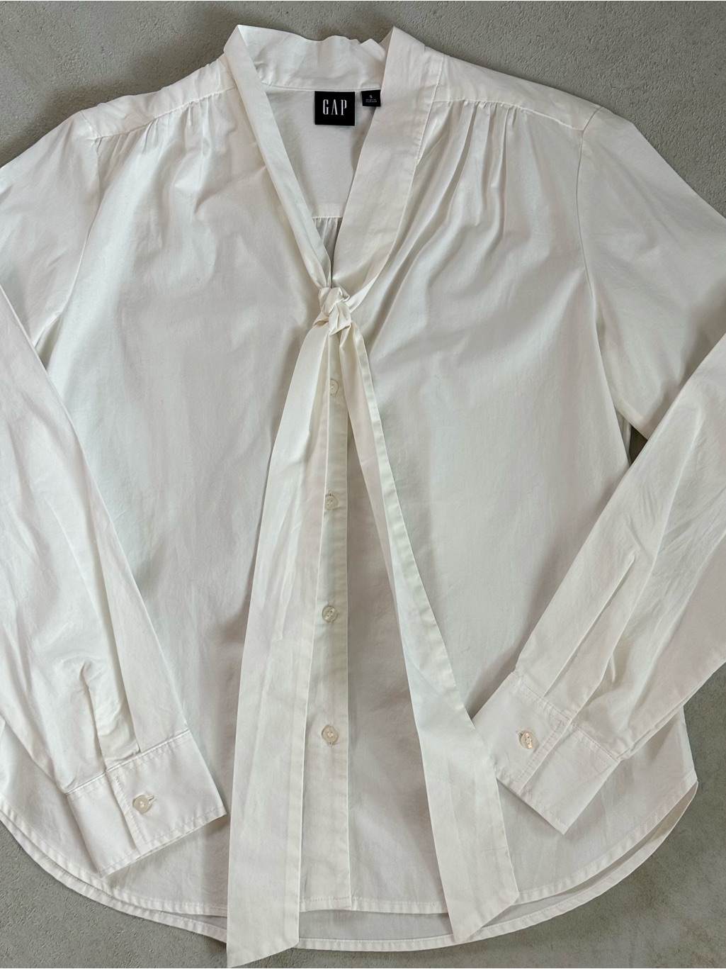 Gap White Tie-Neck Button Shirt